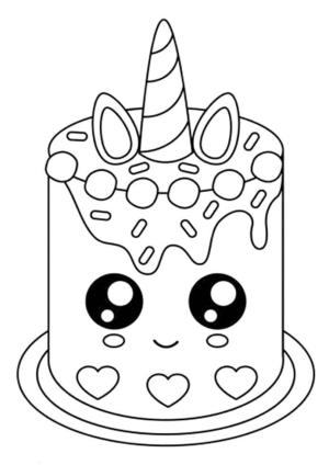 Tatlı Yiyecek boyama sayfası,  coloring page, Tatlı Doğum Günü Pastası, 