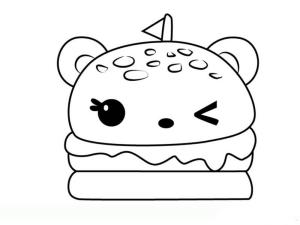 Tatlı Yiyecek boyama sayfası,  coloring page, Sevimli burger, 