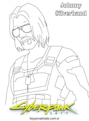 Cyberpunk  boyama sayfası – basit çizim, kolay boyama