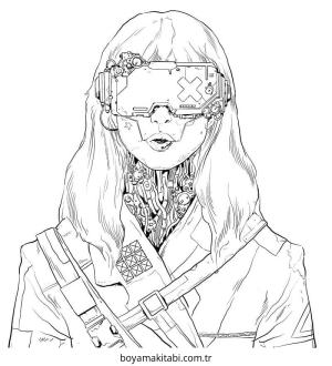Cyberpunk  boyama sayfası – keyifli zaman, renkli çizimler