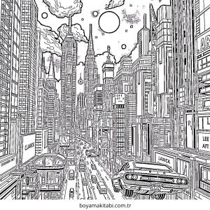 Cyberpunk  boyama sayfası – PDF indir, sevimli karakter