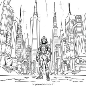 Cyberpunk  boyama sayfası – boyama etkinliği, çocuk aktivitesi