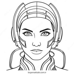 Cyberpunk  boyama sayfası – renkli çizimler, okul öncesi