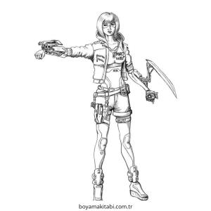 Cyberpunk  boyama sayfası – eğitici aktivite, yaratıcılık