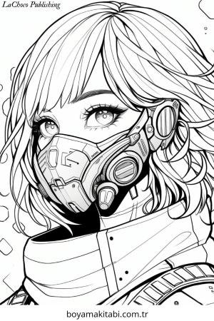 Cyberpunk  boyama sayfası – yaratıcılığı geliştirir, keyifli zaman