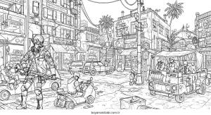 Cyberpunk  boyama sayfası – el becerilerini geliştirir, boyama çalışması