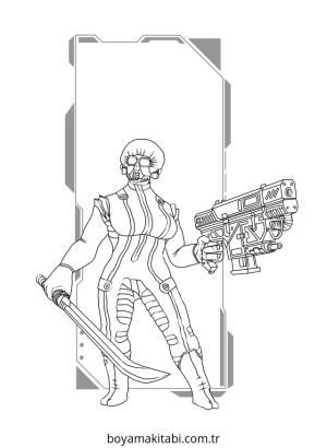 Cyberpunk  boyama sayfası – boyama etkinliği, çocuk aktivitesi