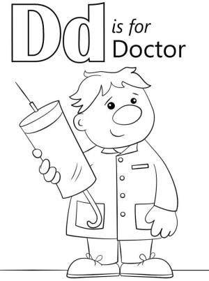 D Harfi boyama sayfası,  coloring page, Doktor Harf D, 