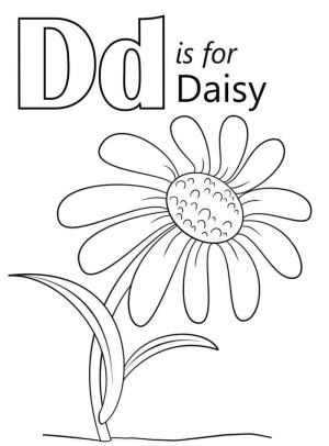 D Harfi boyama sayfası,  coloring page, Papatya D Harfi, 