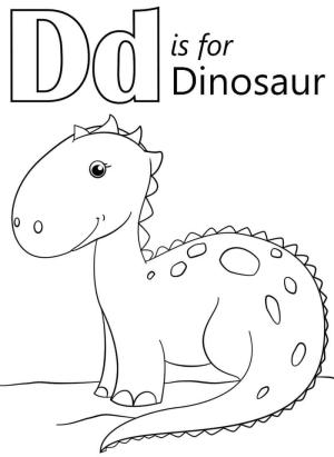 D Harfi boyama sayfası,  coloring page, Dinozor D Harfi, 