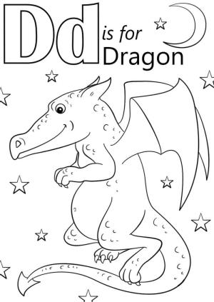 D Harfi boyama sayfası,  coloring page, Ejderha Harfi D, 