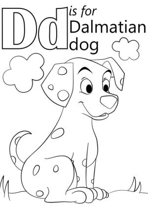 D Harfi boyama sayfası,  coloring page, Dalmaçyalı Köpek Harfi D, 