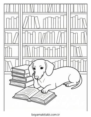 Dachshund boyama sayfası – evde etkinlik, ücretsiz yazdır