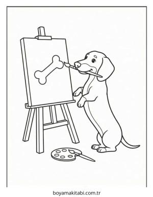 Dachshund boyama sayfası – çocuklar için, çizgi film temalı
