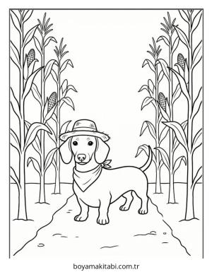 Dachshund boyama sayfası – sevimli karakter, sanatsal çalışma