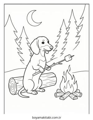 Dachshund boyama sayfası – sevimli karakter, sanatsal çalışma