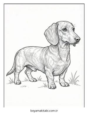 Dachshund boyama sayfası – keyifli zaman, renkli çizimler