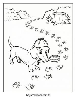 Dachshund boyama sayfası – çizgi film temalı, basit çizim
