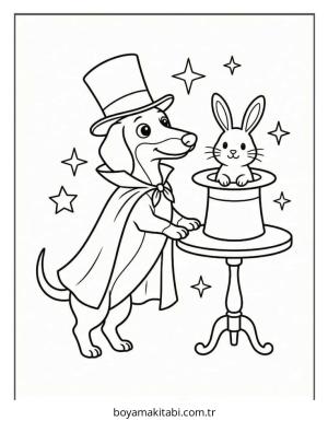 Dachshund boyama sayfası – renkli çizimler, okul öncesi