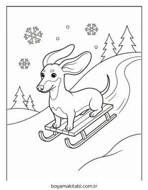 Dachshund boyama sayfası – PDF indir, sevimli karakter