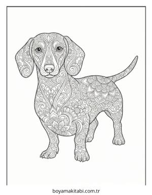Dachshund boyama sayfası – eğitici aktivite, yaratıcılık