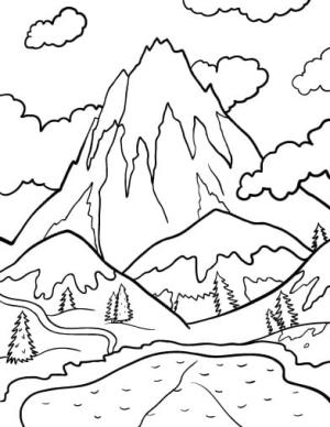 Dağ boyama sayfası,  coloring page, Dağlar 4, 