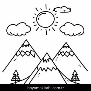 Dağ boyama sayfası – yaratıcılığı geliştirir, keyifli zaman
