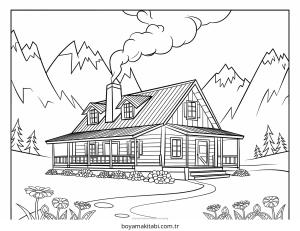 Dağ boyama sayfası – okul öncesi, evde etkinlik