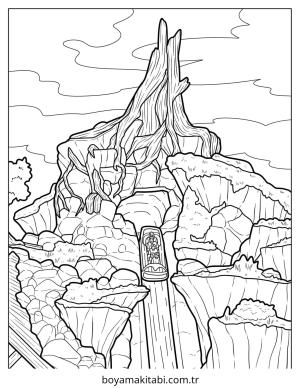 Dağ boyama sayfası – kolay boyama, eğitici aktivite