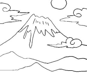 Dağ boyama sayfası,  coloring page, Fuji Dağı, 