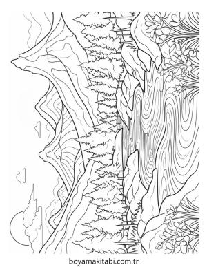 Dağ boyama sayfası – çocuk aktivitesi, PDF indir