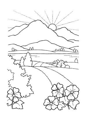 Dağ boyama sayfası,  coloring page, Dağlar 5, 