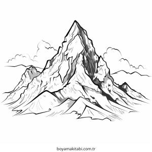 Dağ boyama sayfası – ücretsiz yazdır, boyama etkinliği