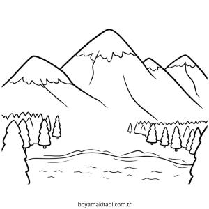 Dağ boyama sayfası – eğlenceli etkinlik, el becerilerini geliştirir