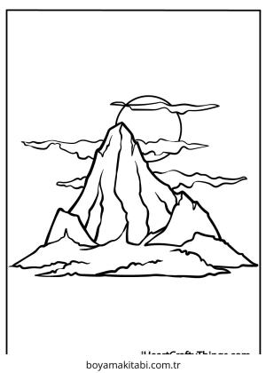 Dağ boyama sayfası – çocuklar için, çizgi film temalı