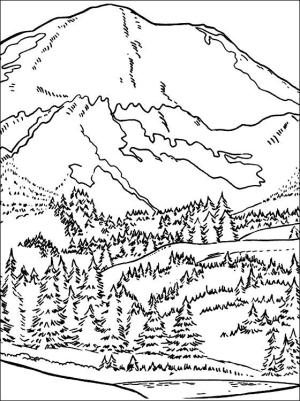 Dağ boyama sayfası,  coloring page, Beautiful Mountain, 