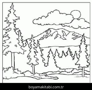 Dağ boyama sayfası – yaratıcılık, eğlenceli etkinlik