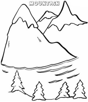 Dağlar boyama sayfası,  coloring page, Ücretsiz Dağlar Görüntü Anahat, 