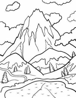 Dağlar boyama sayfası,  coloring page, Ücretsiz Yazdır Dağlar Anahat, 