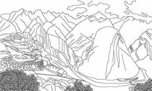 Dağlar boyama sayfası,  coloring page, Dağlar Görüntü Anahattı Yazdır, 