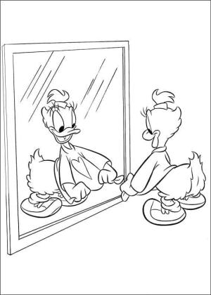 Daisy Duck boyama sayfası,  coloring page, Aynadaki Daisy Duck, 