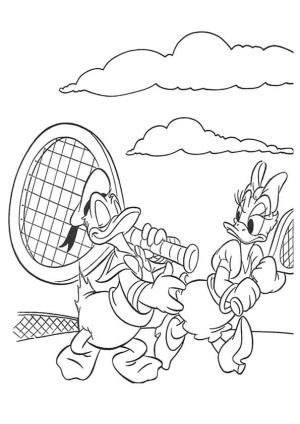 Daisy Duck boyama sayfası,  coloring page, Donald ve Daisy Tenis Oynuyor, 