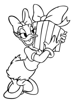 Daisy Duck boyama sayfası,  coloring page, Daisy Duck ve Hediyesi, 