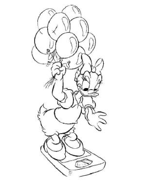 Daisy Duck boyama sayfası,  coloring page, Balonlu Daisy Duck, 