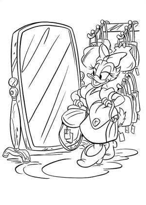 Daisy Duck boyama sayfası,  coloring page, Daisy Ayna Önünde, 