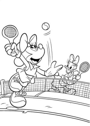 Daisy Duck boyama sayfası,  coloring page, Daisy ve Minnie Tenis Oynuyor, 