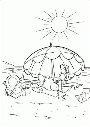 Daisy Duck boyama sayfası,  coloring page, Sahilde Daisy Duck, 