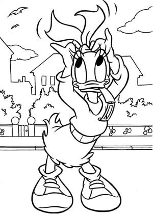 Daisy Duck boyama sayfası,  coloring page, Daisy Tying Hair, 