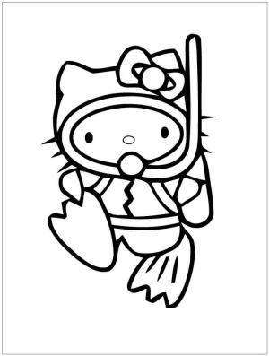 Dalış boyama sayfası,  coloring page, Merhaba Kitty Dalış, 