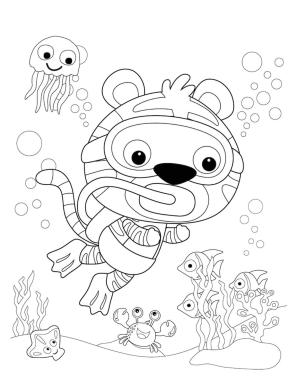 Dalış boyama sayfası,  coloring page, Kaplan Sualtı Dalışı, 